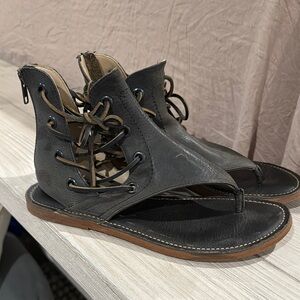 Black Leather Gladiator Sandals